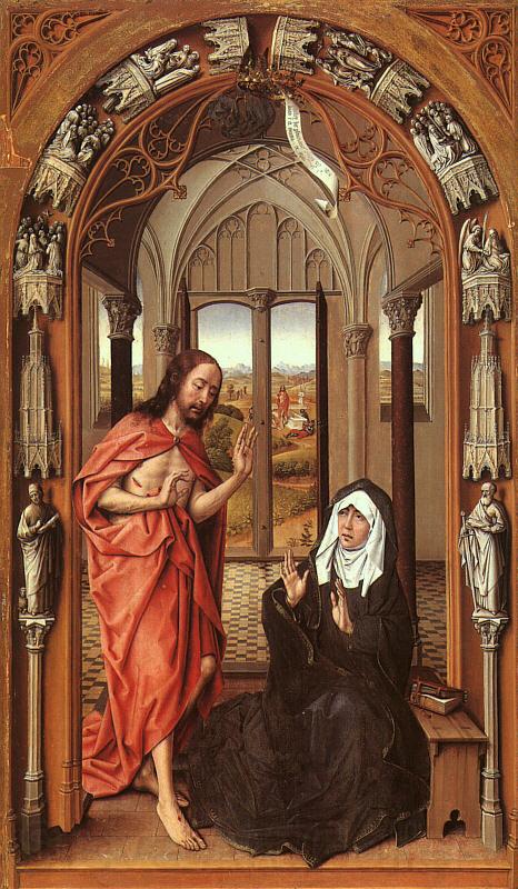WEYDEN, Rogier van der Christ Appearing to His Mother, approx France oil painting art